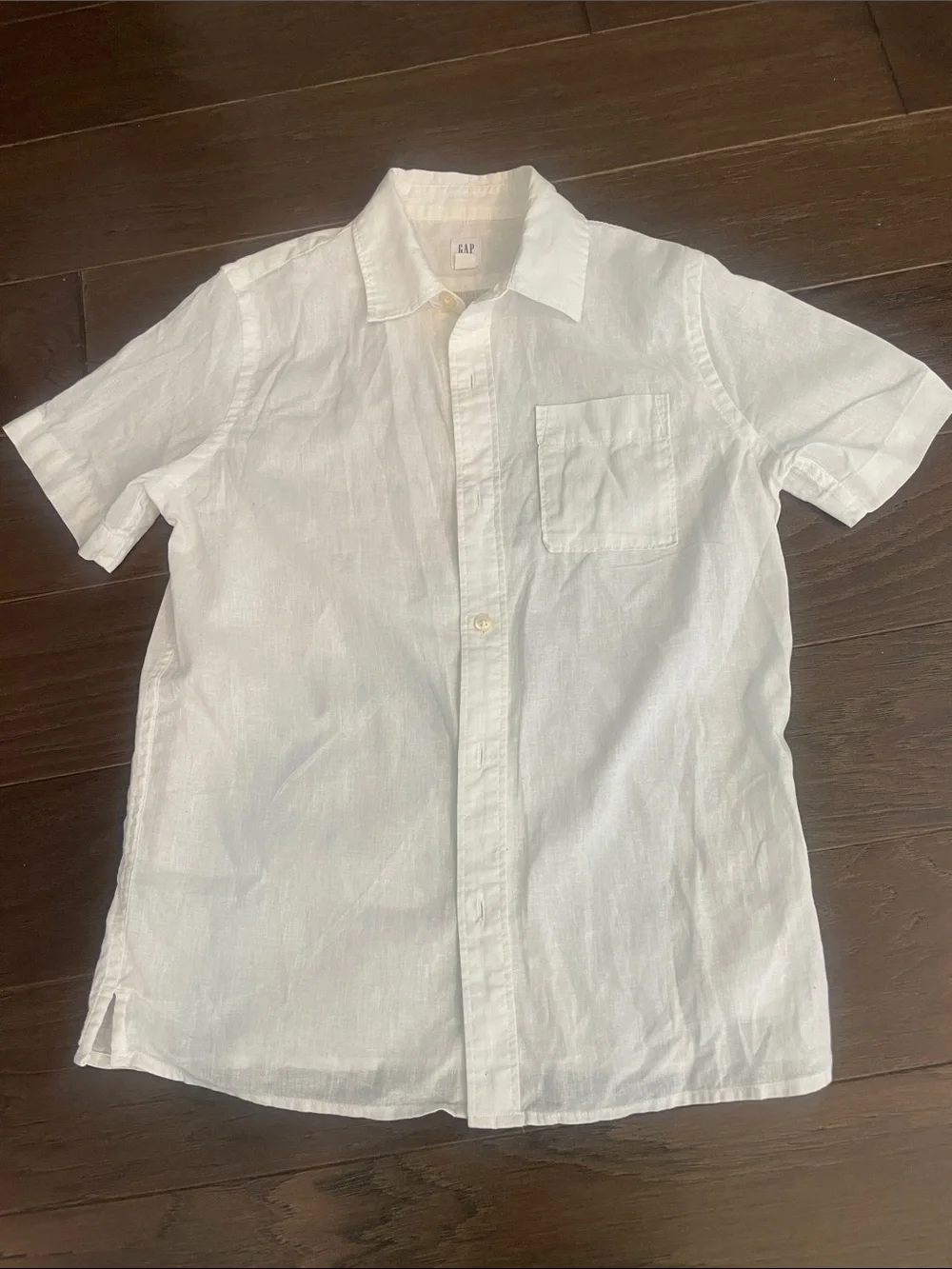 GAP Kids White Button-Front Linen Shirt Size L (10)